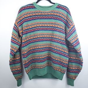 Vintage Crewneck Izod Geometric Pattern Sweater